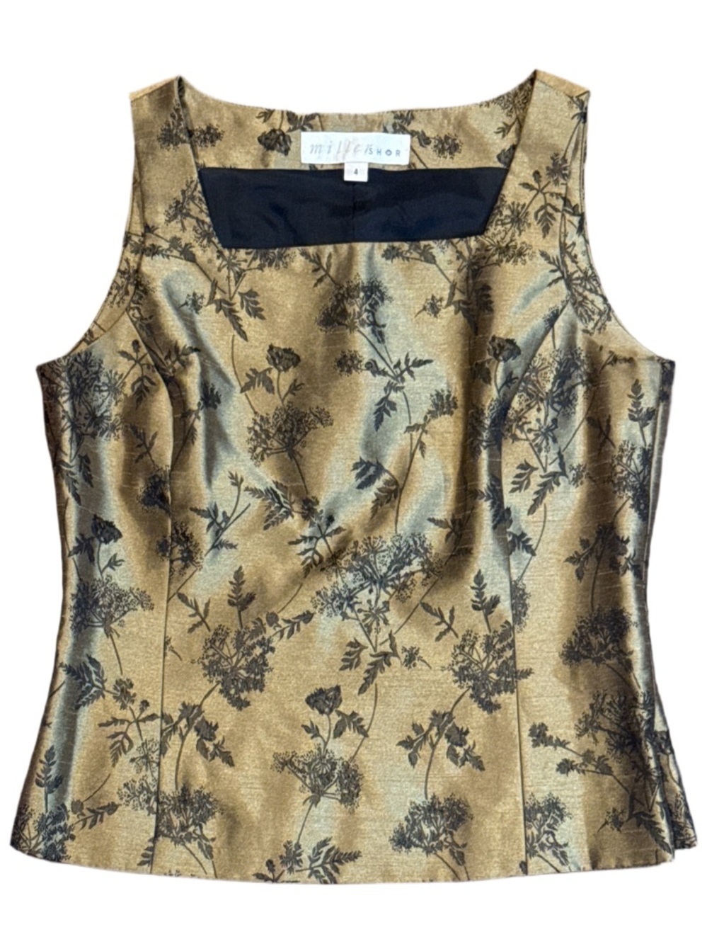 Size 4 Gold and Black Floral Jacquard Camisole